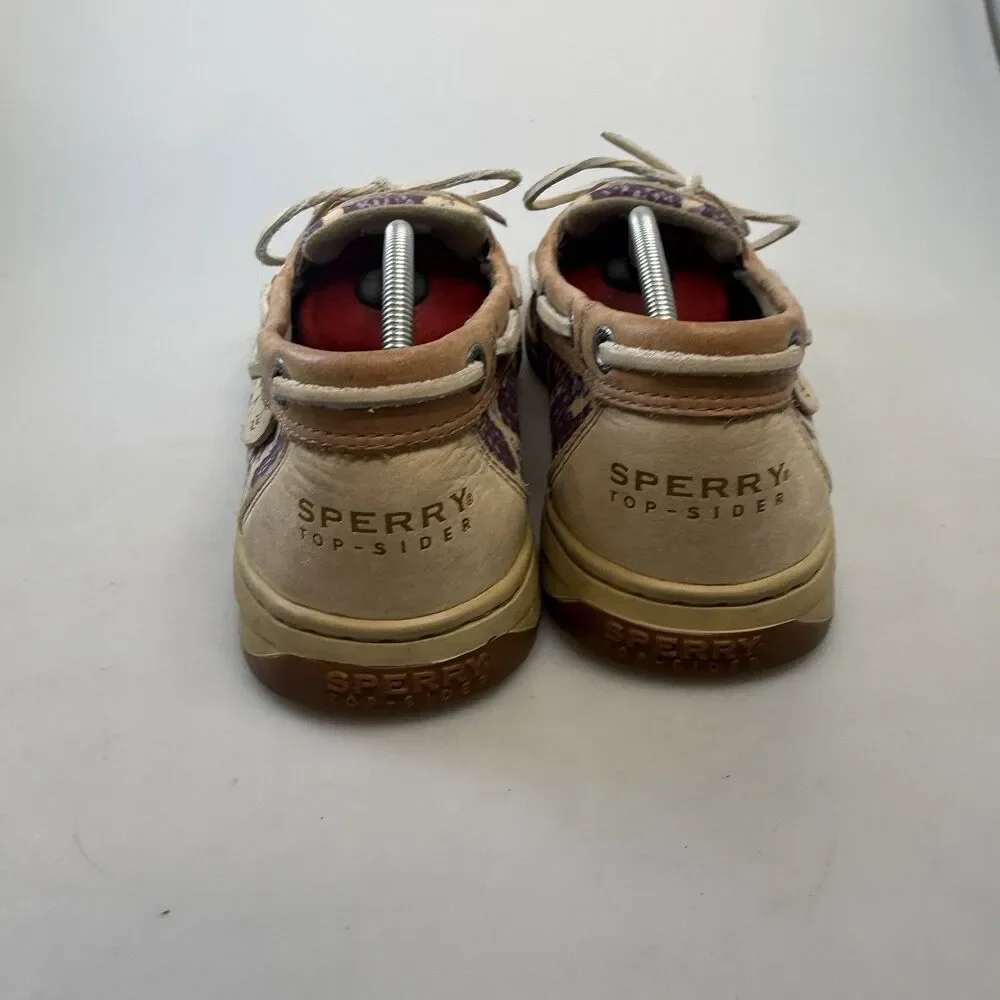 Sperry Boat Shoe Women's Size 10 Brown Purple Leather Casual Comfort Shoes EUC